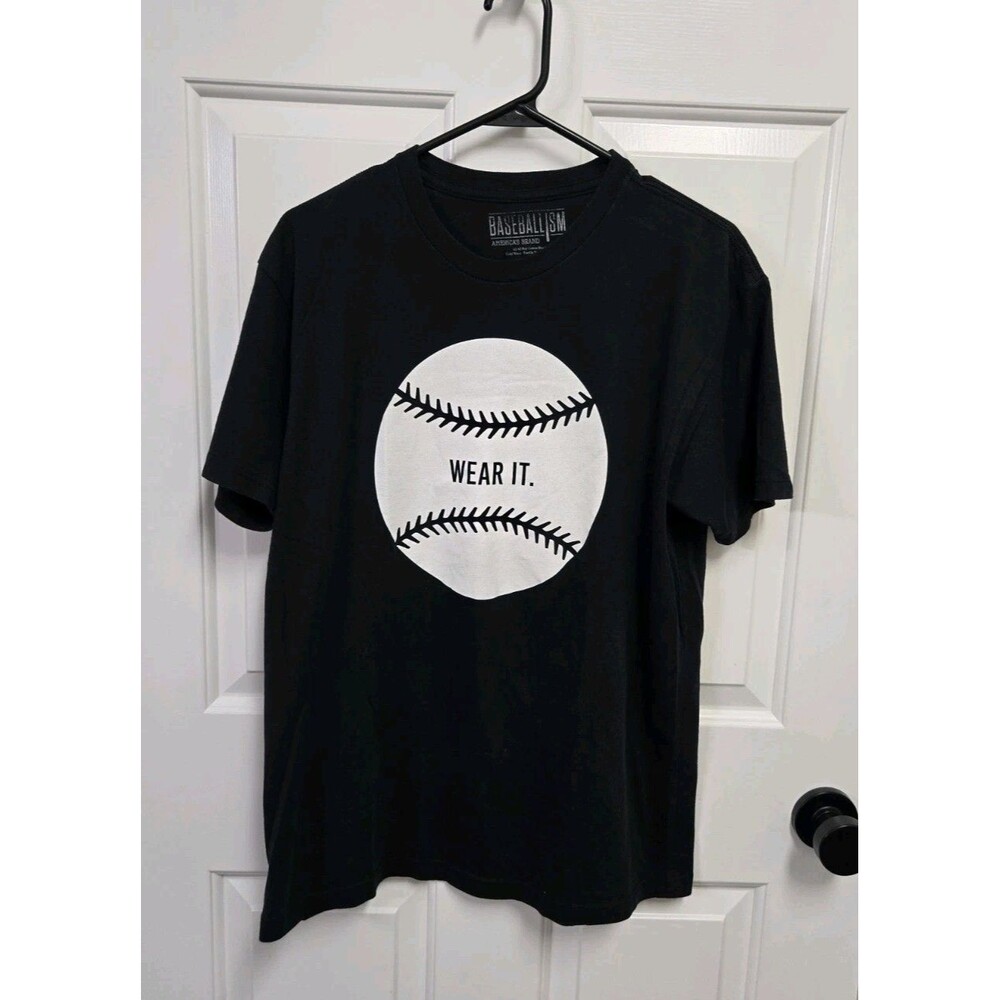 Baseballism Signature Stitch Classic Baseball Tee Mens Size L Large Black Shirt